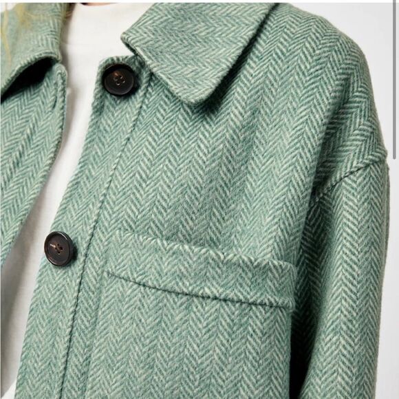 Rails Connie Wool Blend Shirt Jacket Shacket in Kelly Herringbone Size Large NWT - Picture 3 of 16